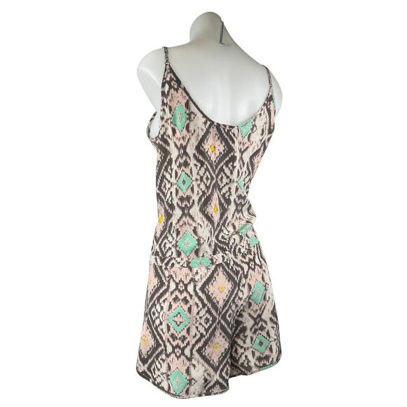 Rory Beca 100% Silk Printed Sleeveless Cami Camisole Wrap Jumpsuit Romper Size M - Picture 2 of 5